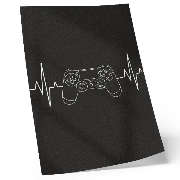 Plakat ścienny minimalistyczny motyw gamingu z czarno-białym sercem