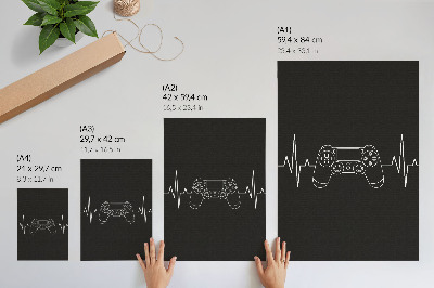 Plakat ścienny Minimalistyczny motyw gamingu czarne i białe serce