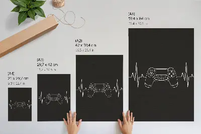 Plakat ścienny minimalistyczny motyw gamingu z czarno-białym sercem
