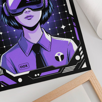 Plakat z teksturą płótna Technologia przyszłości fioletowy motyw dynamiczny