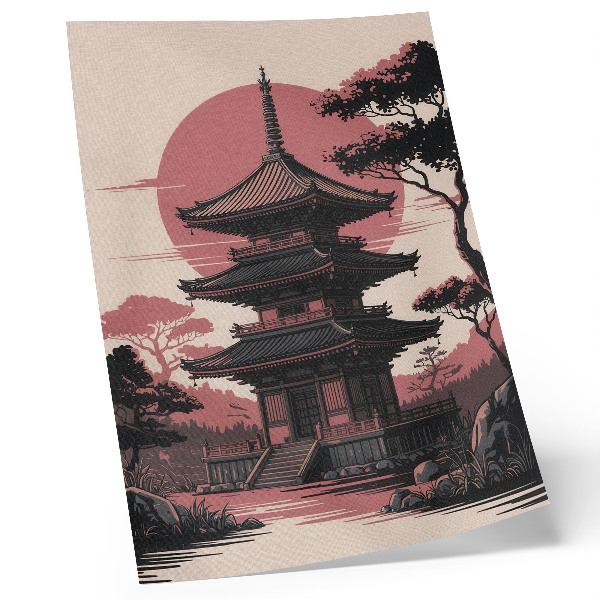 Plakat ścienny Orientalna pagoda natura drzewa harmonia estetyka