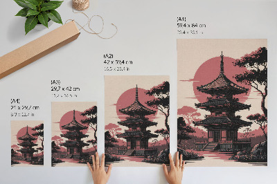 Plakat ścienny Orientalna pagoda natura drzewa harmonia estetyka