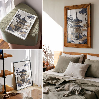 Plakat ścienny Pagoda drzewo góra spokój harmonia