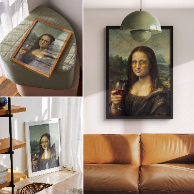 Plakat ścienny Żółte okulary czerwone wino renesansowy portret