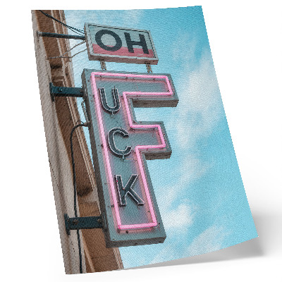 Nowoczesna grafika na płótnie Neonowy szyld retro błękitne niebo intensywne kolory