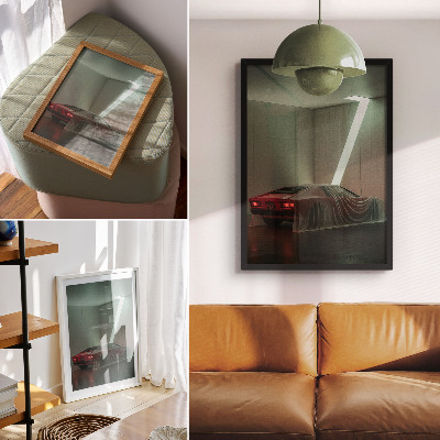 Plakat z teksturą płótna Klasyczny samochód światło minimalizm elegancja
