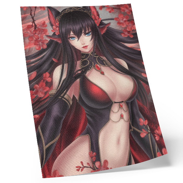 Nowoczesna grafika na płótnie Anime piękno elegancja, dynamiczna czerwień czerń