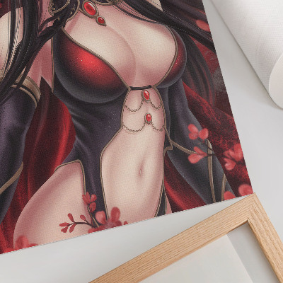 Nowoczesna grafika na płótnie Anime piękno elegancja, dynamiczna czerwień czerń