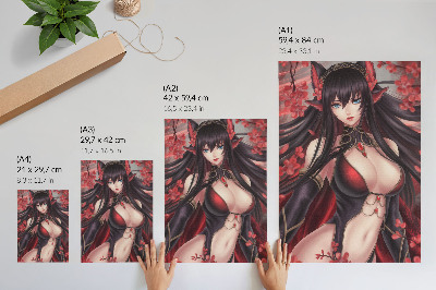 Nowoczesna grafika na płótnie Anime piękno elegancja, dynamiczna czerwień czerń