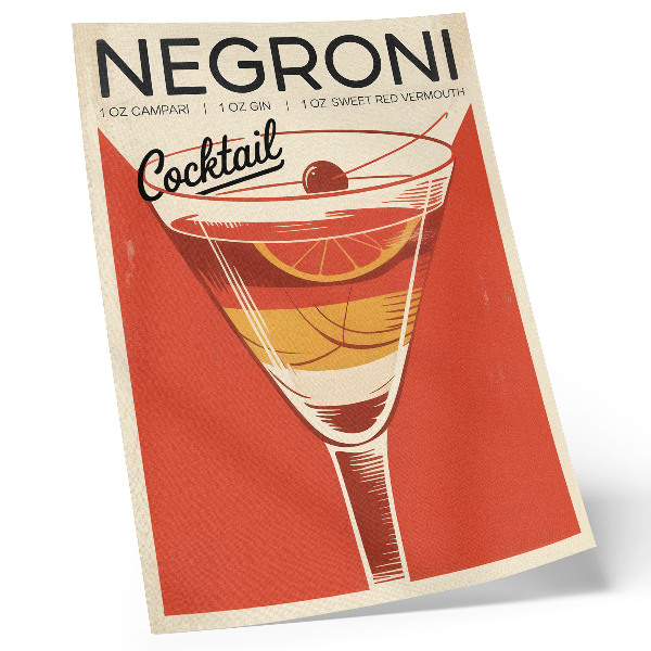 Plakat z teksturą płótna Styl retro koktajl grafika elegancja nostalgią
