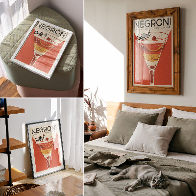 Plakat z teksturą płótna Styl retro koktajl grafika elegancja nostalgią