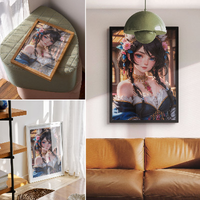 Nowoczesna grafika na płótnie Fantazyjny portret kobiety z biżuterią