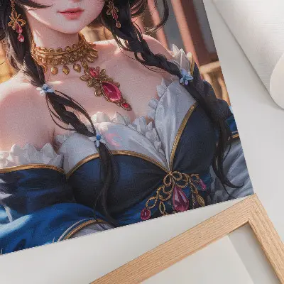 Fantazyjny portret kobiety z biżuterią nowoczesna grafika na płótnie