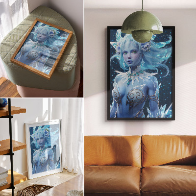 Plakat na płótnie Fantastyczny klimat magiczna postać lodowe kryształy