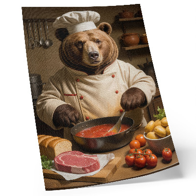 Plakat ścienny Niedźwiedź kucharz ciepła scena duszy surrealizm ciepło