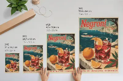 Plakat na płótnie z motywem morza i pomarańczy w intensywnych wakacyjnych kolorach