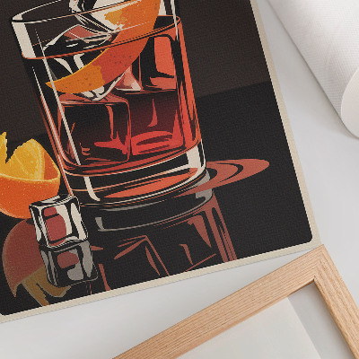 Plakat ścienny Drink z lodem i pomarańczowa skórka