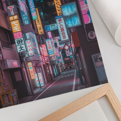 Plakat na płótnie Turkusowe i różowe neony nocnego miasta