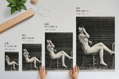 Plakat ścienny Kobieta siedząca nago na krześle i paląca papierosy, Eadweard Muybridge