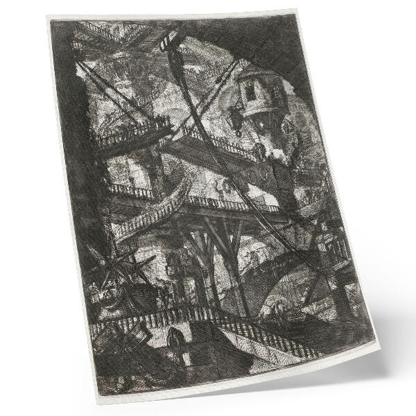 Nowoczesna grafika na płótnie Most zwodzony, płyta VII z cyklu Carceri d'Invenzione, Giovanni Battista Piranesi