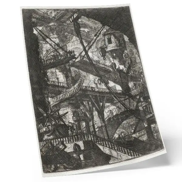 Most zwodzony, płyta VII z cyklu Carceri d'Invenzione, Giovanni Battista Piranesi nowoczesna grafika na płótnie