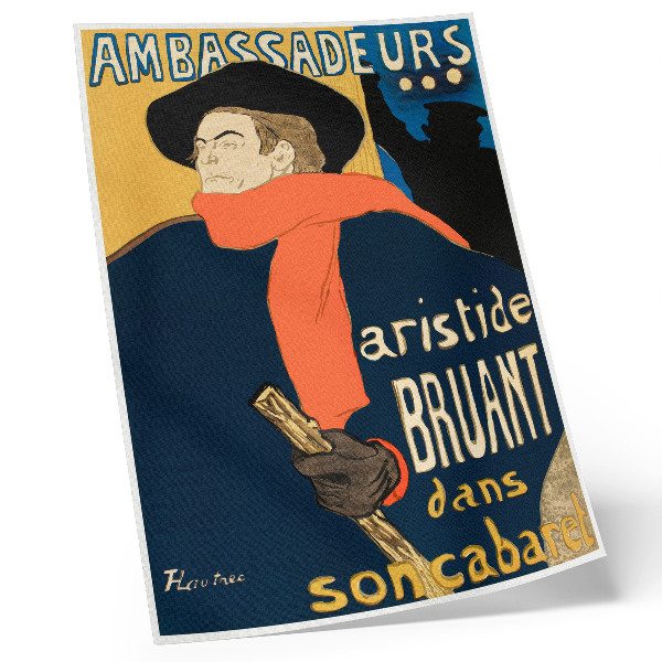 Plakat na płótnie Ambasadorzy Aristide Bruant dans son cabaret 1892 wydruk w wysokiej rozdzielczości autorstwa Henri de Toulouse-Lautreca