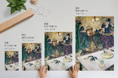 Plakat na płótnie z obrazem Pan Boileau w kawiarni z 1893 roku autorstwa Henri de Toulouse-Lautreca w wysokiej rozdzielczości