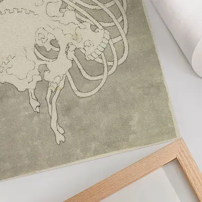 Nowoczesna grafika na płótnie przedstawiająca czaszkę Hokusaia z żebrami i makabryczną klatką piersiową z kolekcji Rijksmuseum