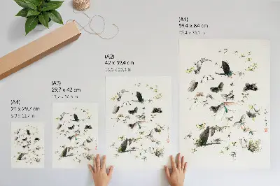 Motyle i ćmy Hokusaia (1830-1850) nowoczesna grafika na płótnie