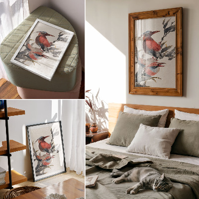 Plakat na płótnie Ptaki Katsushiki Hokusai z Albumu szkiców (1814), japońskie drzeworyty vintage