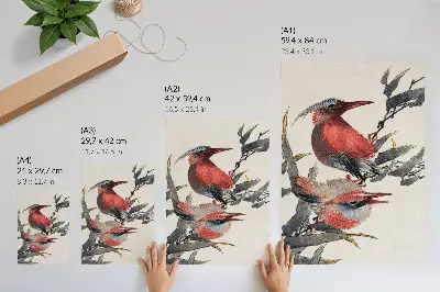 Plakat na płótnie z motywem ptaków Katsushiki Hokusai z Albumu szkiców (1814) w stylu japońskich drzeworytów vintage