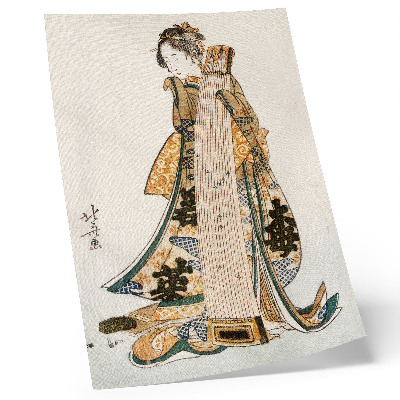 Plakat z teksturą płótna Japonka Hokusai (1760-1849) w stylu vintage ukiyo-e
