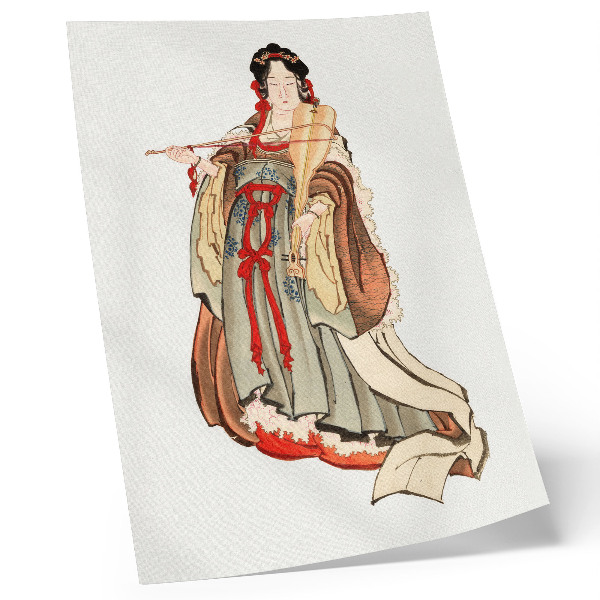 Plakat ścienny Benten (Bogini Miłości) (XVIII–XIX w.), ilustracja przedstawiająca japońską kobietę z epoki kamienia łupanego autorstwa Katsushiki Hokusai