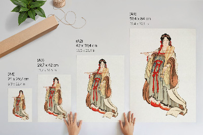Plakat ścienny Benten (Bogini Miłości) (XVIII–XIX w.), ilustracja przedstawiająca japońską kobietę z epoki kamienia łupanego autorstwa Katsushiki Hokusai
