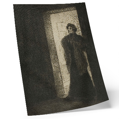 Plakat z teksturą płótna Na progu autorstwa Théophile-Alexandre Pierre Steinlen