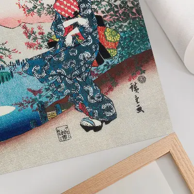 Japonka (1844-1846), drzeworyt vintage autorstwa Utagawy Hiroshige nowoczesna grafika na płótnie