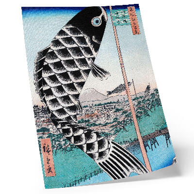 Plakat z teksturą płótna Most Suidobashi i Surugadai Utagawy Hiroshige (1857)