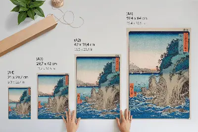 Plakat ścienny z grafiką przedstawiającą wejście do jaskini na wyspie Enoshima w prowincji Sagami nr 15 autorstwa Utagawy Hiroshige