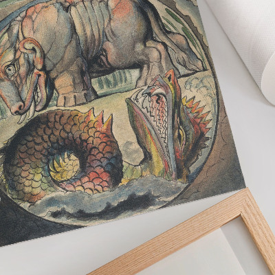 Nowoczesna grafika na płótnie Behemoth i Lewiatan (według Williama Blake’a)