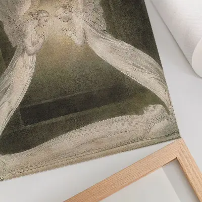 Plakat ścienny akwarela Chrystus w grobie, strzeżony przez aniołów autorstwa Williama Blake'a z 1805 roku