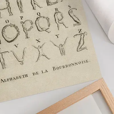 Nagi alfabet, Alfabet de la Bourbonnoise (1790) plakat z teksturą płótna