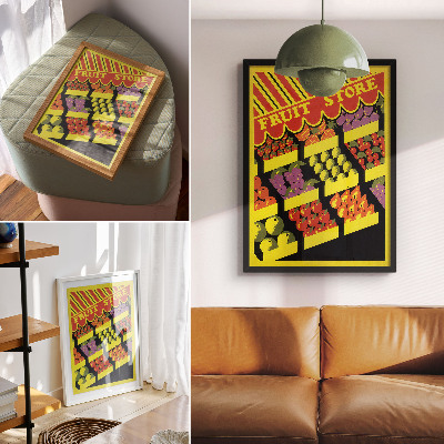 Plakat z teksturą płótna Sklep z owocami (1936) – plakat vintage autorstwa Federal Art Project