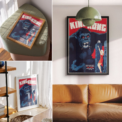 Nowoczesna grafika na płótnie Duński plakat filmowy do filmu King Kong (1933)