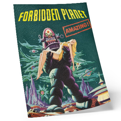 Plakat z teksturą płótna Plakat kinowy do filmu Zakazana planeta z Robbym Robotem (1956)