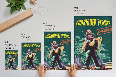 Plakat z teksturą płótna Plakat kinowy do filmu Zakazana planeta z Robbym Robotem (1956)