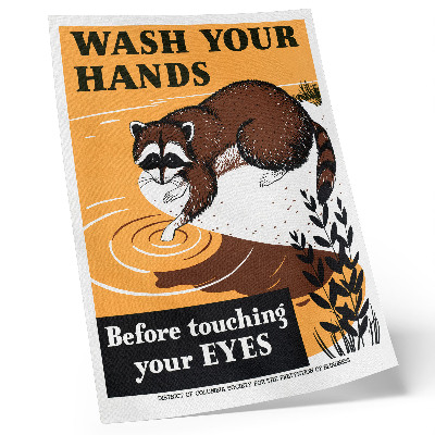 Plakat ścienny Myj ręce przed dotknięciem oczu (1941-1945), ilustracja