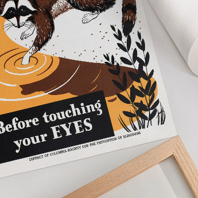 Plakat ścienny Myj ręce przed dotknięciem oczu (1941-1945), ilustracja