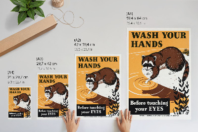 Plakat ścienny Myj ręce przed dotknięciem oczu (1941-1945), ilustracja
