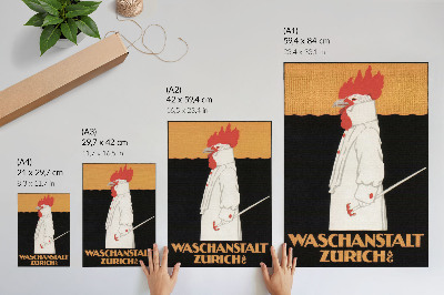 Plakat z teksturą płótna Waschanstalt Zurich (1905), zabytkowy plakat reklamowy Roberta Hardmeyera