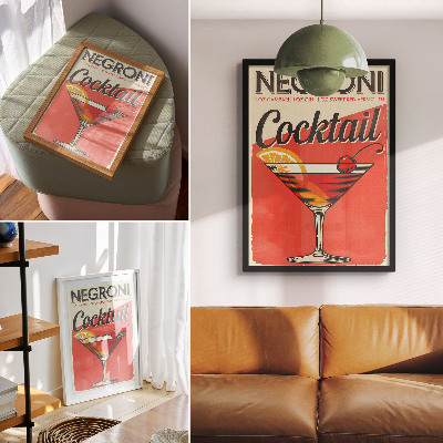 Plakat ścienny Negroni koktajl z dodatkiem cytryny i wiśni